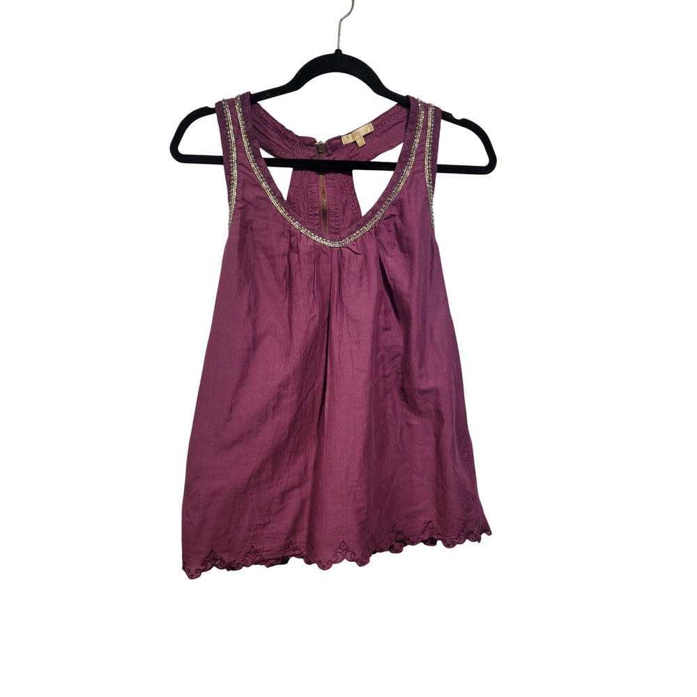 Matty M Women XS Purple Halter Beaded VNeck Racerback Blouse Dark Fairy Edgy Top